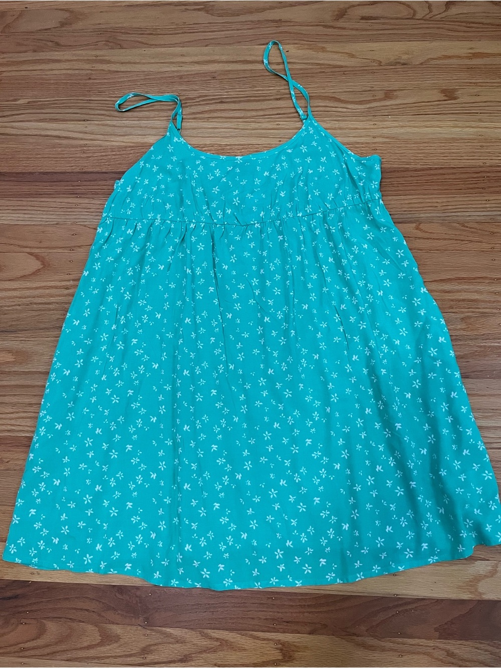 Green Floral Spaghetti-Strap Dress